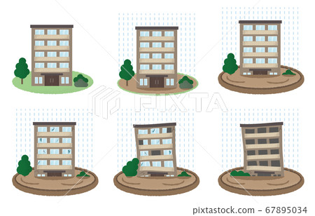 Vector illustration set of apartments that suffer flood damage 67895034