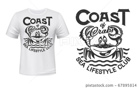 Crab t-shirt print mockup, sea waves, marine club Crab t-shirt print mockup, sea waves, marine club 67895814
