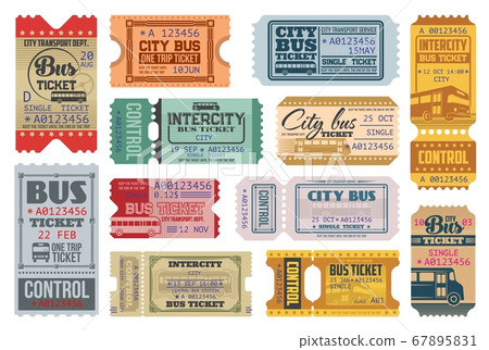 Bus tickets retro coupons, city public transport Bus tickets retro coupons, city public transport 67895831