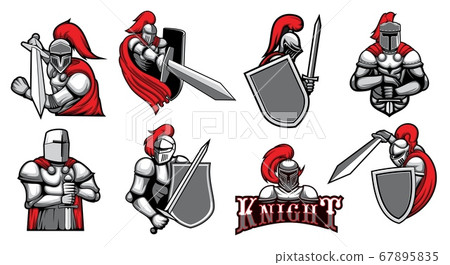 Knight warrior, helmet, shield and Medieval armor 67895835