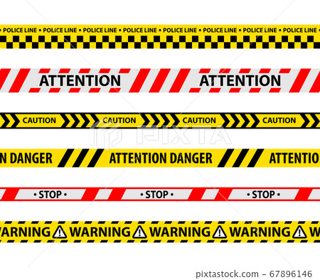 Set of isolated danger tape or yellow ribbon 67896146
