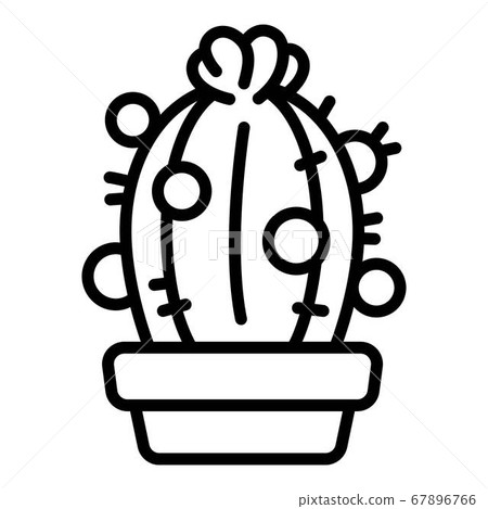 Home cactus pot icon, outline style Home cactus pot icon, outline style 67896766