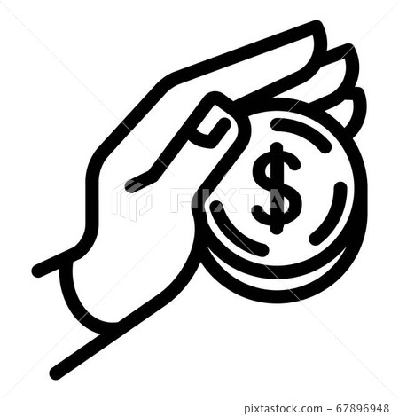 Take deposit coin icon, outline style - Stock Illustration [67896948 ...