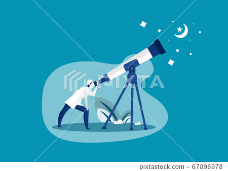 Muslim man looking sky with telescope to predict when ramadhan begin Muslim man looking sky with telescope to predict when ramadhan begin 67896978