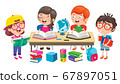 Happy Cute Cartoon School Children 67897051