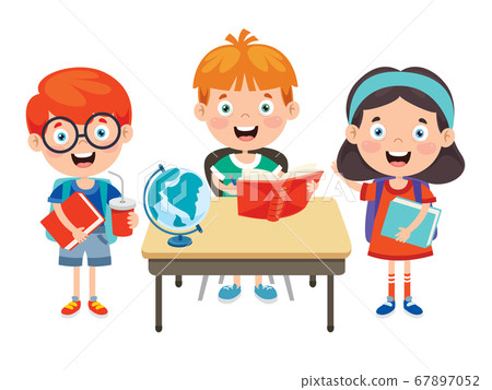 Happy Cute Cartoon School Children Happy Cute Cartoon School Children 67897052