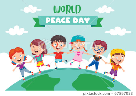 Children Celebrating World Peace Day-插圖素材[67897058] - PIXTA圖庫