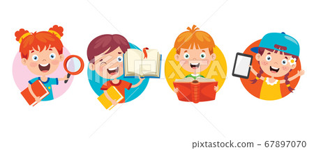 Happy Cute Cartoon School Children 67897070