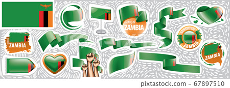 Vector set of the national flag of Zambia in various creative designs Vector set of the national flag of Zambia in various creative designs 67897510