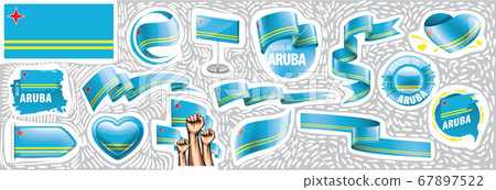 Vector set of the national flag of Aruba in various creative designs Vector set of the national flag of Aruba in various creative designs 67897522