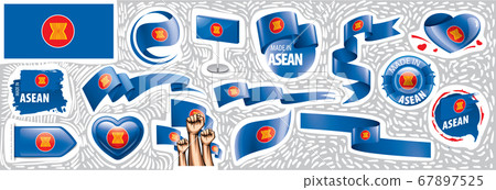 Vector set of the national flag of ASEAN in various creative designs Vector set of the national flag of ASEAN in various creative designs 67897525