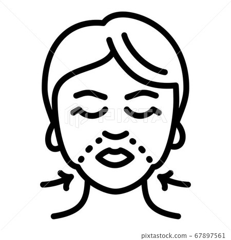 Face lifting treatment icon, outline style 67897561
