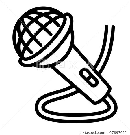 Music microphone icon, outline style 67897621