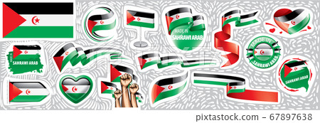 Vector set of the national flag of Sahrawi in various creative designs Vector set of the national flag of Sahrawi in various creative designs 67897638