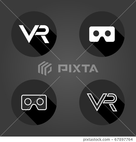 Black and white Vector Flat Icons With VR Logos 67897764