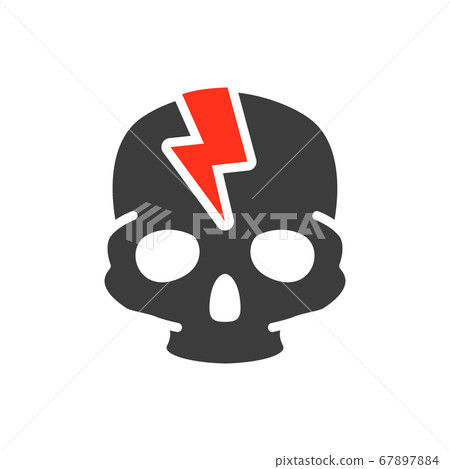 Skull with acute pain colored icon. Broken cranium, bone structure of the head symbol Skull with acute pain colored icon. Broken cranium, bone structure of the head symbol 67897884
