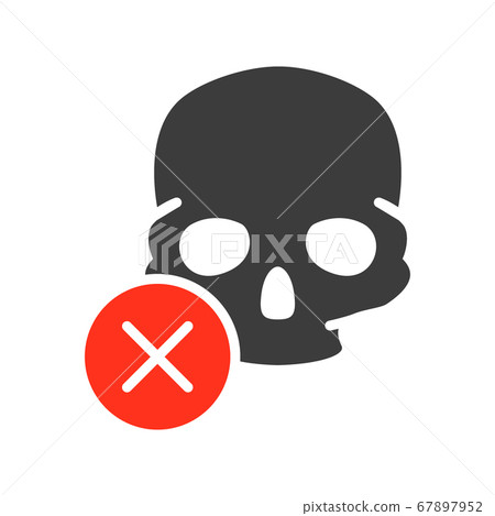 Skull with cross checkmark colored icon. Bone structure of the head, cranium symbol Skull with cross checkmark colored icon. Bone structure of the head, cranium symbol 67897952