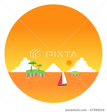 Round frame of sea at sunset with yachts floating 67898938