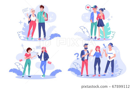 Young creative people talking communicating set Young creative people talking communicating set 67899112