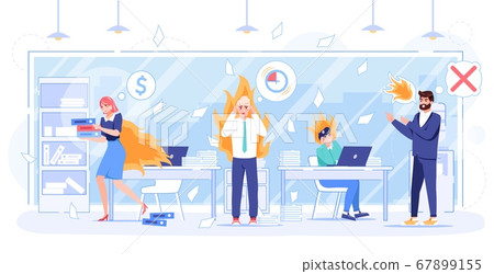 Angry yelling boss cheif working overtime employee 67899155