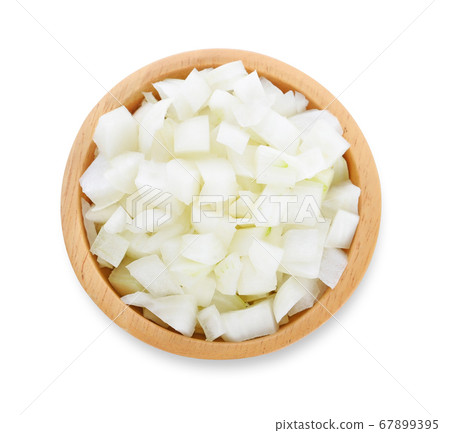 white onion top view on white background. 67899395