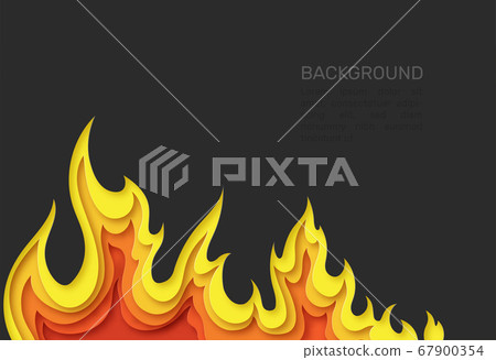 Black poster with fire. Layered design in paper Black poster with fire. Layered design in paper 67900354