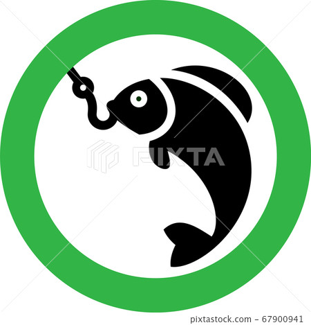 Fishing allowed sign, modern round sticker, 67900941