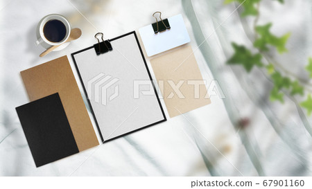 White cloth background and stationery and work tools 67901160