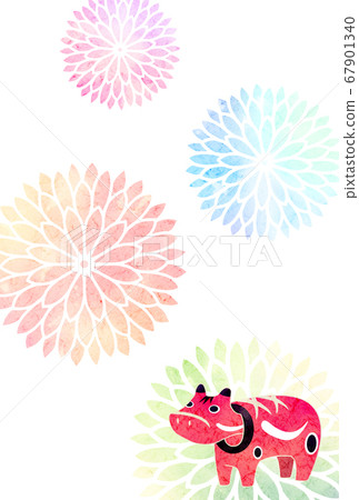 新年賀卡赤羽菊 67901340