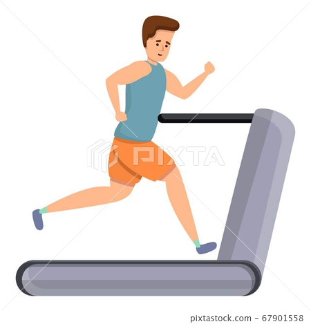 Sportsman run on treadmill icon, cartoon style 67901558