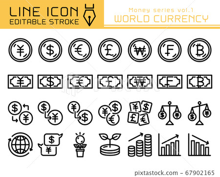 Line icon Money series vol.1 World currencies 67902165