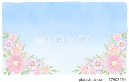 [Vector] Watercolor cosmos and blue sky background 67902964
