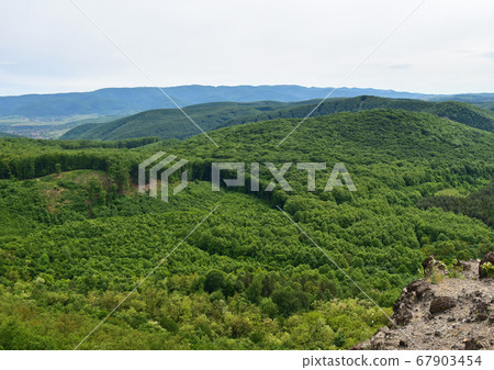 View of the mountains of Lazberc in Hungary 67903454