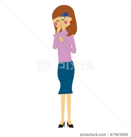The whole body of a woman with poor long hair The whole body of a woman with poor long hair 67903806