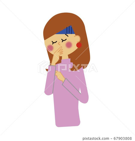 長頭髮的不適女人的上半身 長頭髮的不適女人的上半身 67903808