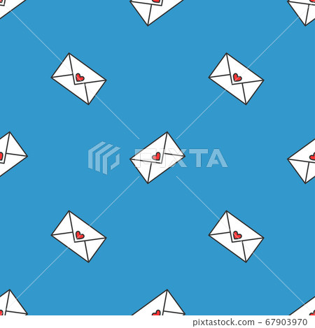 Seamless pattern with letters of love. Paper envelope decorated with a heart. Vector Seamless pattern with letters of love. Paper envelope decorated with a heart. Vector 67903970