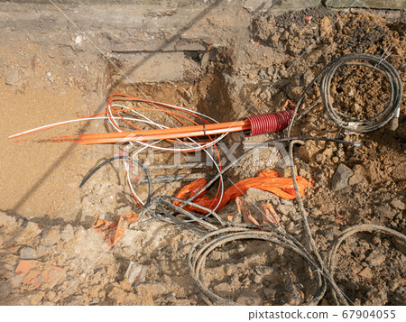 Building of lines fiber optic cables construction 67904055