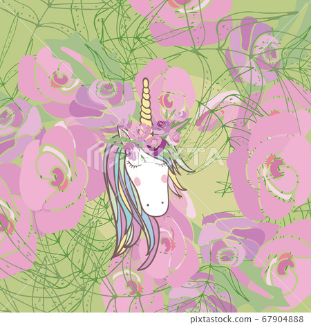 Retro style Illustration with flowers and animal 67904888