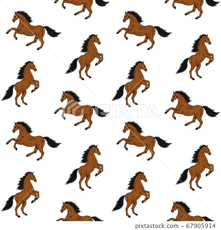 Vector seamless pattern of hand drawn bay horse Vector seamless pattern of hand drawn bay horse 67905914