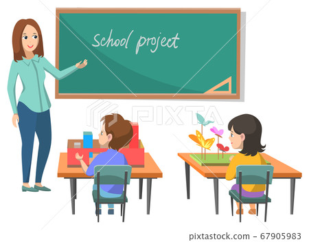 School Project Teacher Kids in Classroom Vector School Project Teacher Kids in Classroom Vector 67905983