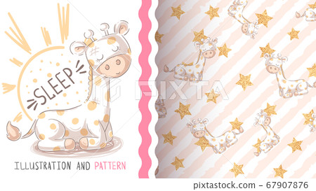 Cute teddy giraffe - seanless pattern Cute teddy giraffe - seanless pattern 67907876