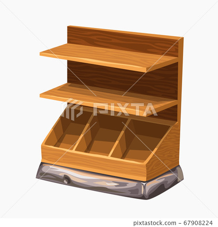 wooden empty store shelf isolated on white wooden empty store shelf isolated on white 67908224