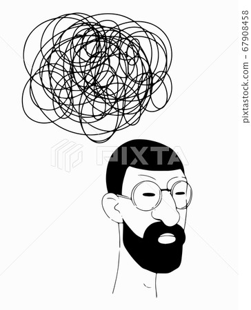 The man with a beard and glasses thinking The man with a beard and glasses thinking 67908458