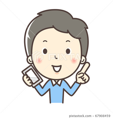 A man holding a smartphone and pointing Bose A man holding a smartphone and pointing Bose 67908459