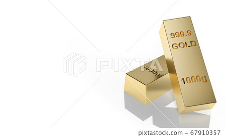 gold bar on white background 3d rendering 67910357