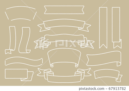 手繪絲帶框架集（白線圖） 67913782