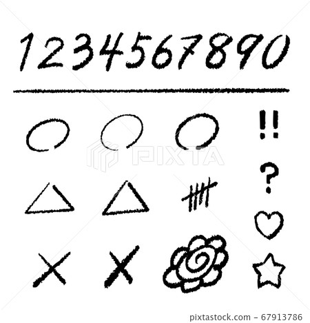 Handwritten numbers and round cross vector material (black) 67913786