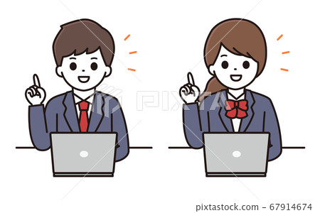 男學生女學生計算機點圖 男學生女學生計算機點圖 67914674
