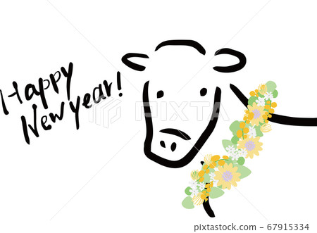 Cow New Year's card template 67915334