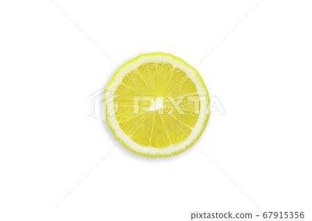 Slice of organic lemon on white isolated Slice of organic lemon on white isolated 67915356